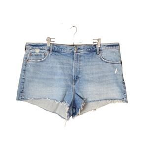 Abercrombie & Fitch Plus Size 20 Mom Short High Rise Raw Hem Cutoff Blue Denim